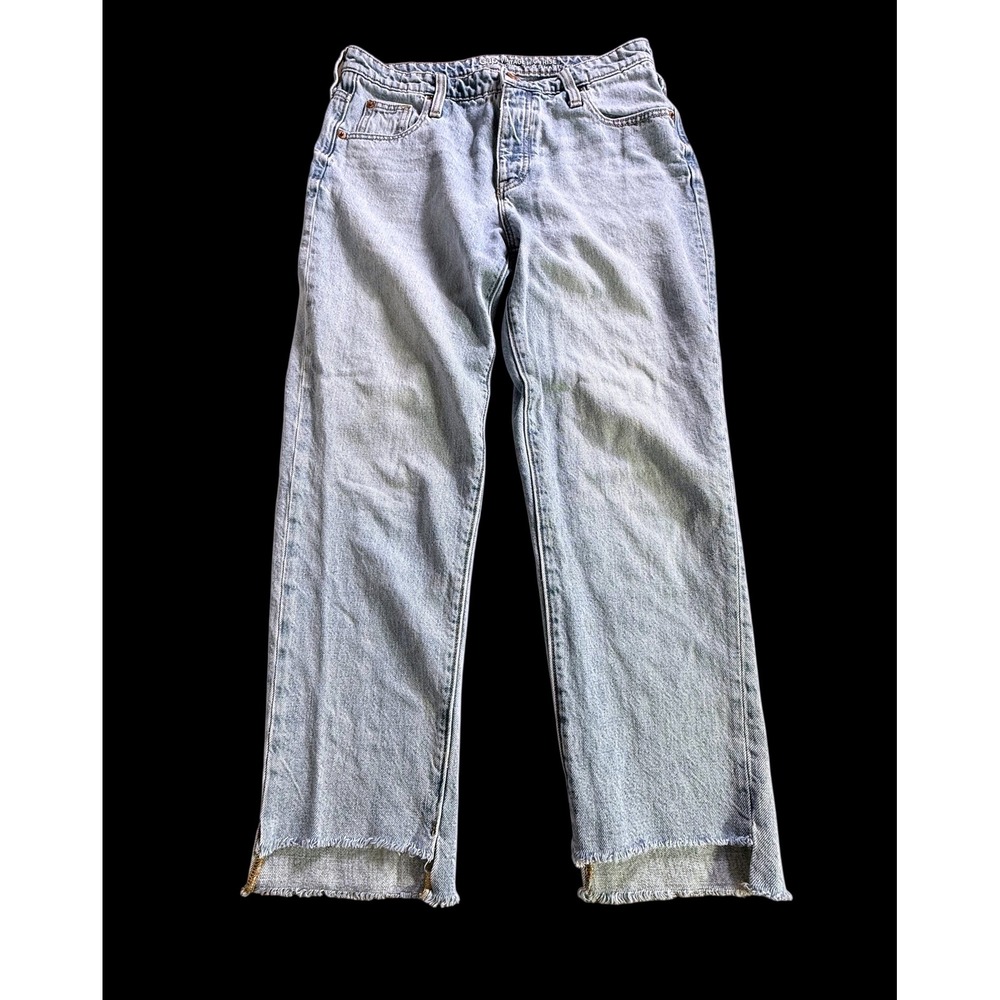Gap‎ Vintage High Rise Straight Leg Jeans Light Wash Frayed Hem Women Size 27